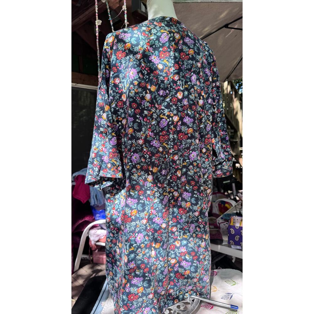 Vintage Preloved Vera Bradley Robe (no belt) Black with Flower Print L/XL Cotton